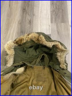Vintage M-1951 M51 Korean War Fishtail Parka COMPLETE 50s Fur Hood With liner Med