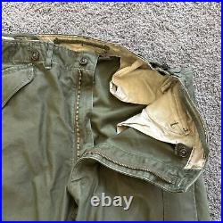 Vintage M-1951 US Military Field Trousers Medium Cargo Pants Talon 50s 34x27