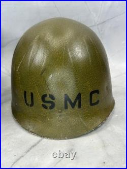 Vintage M1 Combat Helmet withUSMC Marked Fiberglass Liner Korean Vietnam Era Vintage M1 Combat Helmet withUSMC Marked Fiberglass Liner Korean Vietnam Era