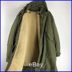 Vintage M1951 Army Parka Jacket 50s Korean War Fish Tail Military Size XL Lined
