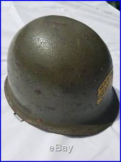 Vintage Maryland State Police Moveable Bail Steel Riot Helmet frm Korean war era