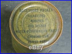 Vintage Military C-Ration RARE Korean War with Cigarette Gum Accessory Packet Tin