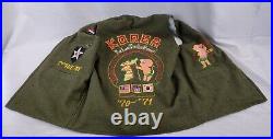 Vintage Military Embroidered Vest with Patches Korea War Green Wool 2nd Inf Div