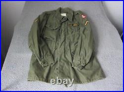 Vintage Military Jacket Mens Small Green Field Coat US Army OG 107 Korean War