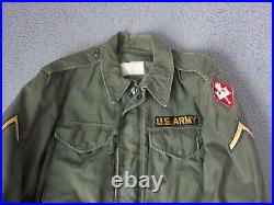 Vintage Military Jacket Mens Small Green Field Coat US Army OG 107 Korean War