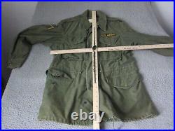 Vintage Military Jacket Mens Small Green Field Coat US Army OG 107 Korean War