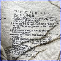 Vintage Military M-1951 Field Cargo Pants Trousers Shell Size XL Korean War 50s