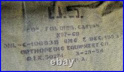 Vintage NOS Korean War Era USGI Folding Canvas Cot 1954 Orthopedic Equipment Co
