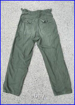 Vintage OG-107 Sateen Pants US Army Trousers Korean War 1950s 30x30 Type 1 RARE