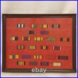 Vintage Original Framed 12x10 Korean War Service Ribbon Bars Collection RARE