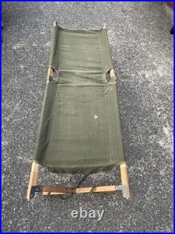 Vintage Original Korean War/ Vietnam Era Folding Cot Green Canvas U. S. Army