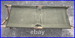 Vintage Original Korean War/ Vietnam Era Folding Cot Green Canvas U. S. Army