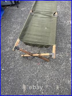 Vintage Original Korean War/ Vietnam Era Folding Cot Green Canvas U. S. Army