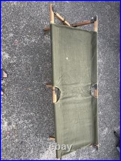 Vintage Original Korean War/ Vietnam Era Folding Cot Green Canvas U. S. Army