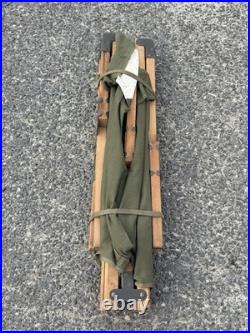 Vintage Original Korean War/ Vietnam Era Folding Cot Green Canvas U. S. Army