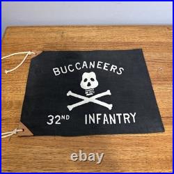 Vintage Original U. S. Korean War Buccaneers 32nd Infantry Jeep Flag Rare Black