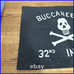 Vintage Original U. S. Korean War Buccaneers 32nd Infantry Jeep Flag Rare Black