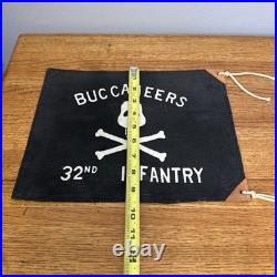 Vintage Original U. S. Korean War Buccaneers 32nd Infantry Jeep Flag Rare Black