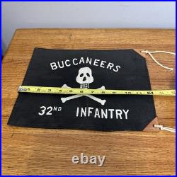 Vintage Original U. S. Korean War Buccaneers 32nd Infantry Jeep Flag Rare Black