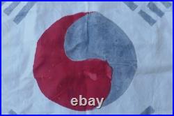 Vintage Original U. S. South Korean War Hand Painted Taegukgi Silk Flag