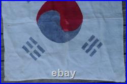 Vintage Original U. S. South Korean War Hand Painted Taegukgi Silk Flag