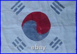 Vintage Original U. S. South Korean War Hand Painted Taegukgi Silk Flag