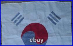 Vintage Original U. S. South Korean War Hand Painted Taegukgi Silk Flag
