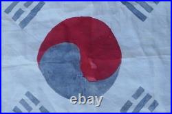 Vintage Original U. S. South Korean War Hand Painted Taegukgi Silk Flag