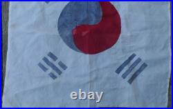 Vintage Original U. S. South Korean War Hand Painted Taegukgi Silk Flag