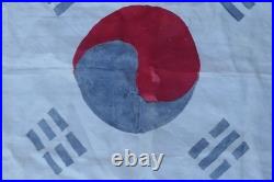 Vintage Original U. S. South Korean War Hand Painted Taegukgi Silk Flag