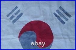Vintage Original U. S. South Korean War Hand Painted Taegukgi Silk Flag