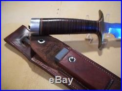 Vintage Randall Knife #1-7, Korean War, Brown Button Heiser Sheath, Brrass Nut