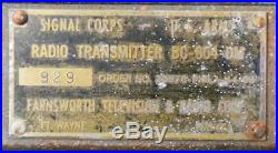 Vintage Signal Corp Radio Transmitter BC-604-DM Korean War 1951 AS IS REDUCED