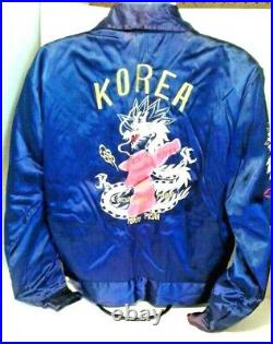 Vintage Sukajan Tour Jacket1950s Korean Souvenir Satin Dragon Embroidered Map