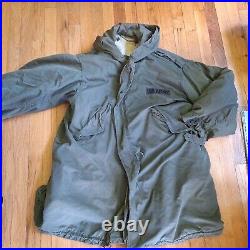 Vintage U. S. Army M-1951 Fishtail Parka Shell Jacket With Wool Liner Korean War