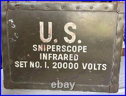 Vintage US Army 1951 Infrared Sniper Scope M1 Carbine Case, 20,000 V. Korean War