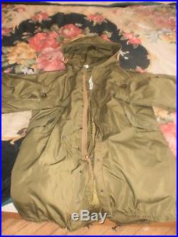 Vintage US Army 1951 Jacket Korean War Parka Military Unform Hood