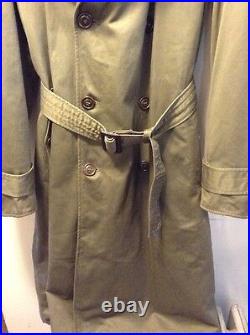 Vintage US Army Korean War Era Field Trench Coat Jacket 1953 Liner 6th Patch
