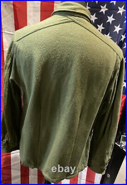 Vintage US Army Korean War Era Green OG-108 Airbourne Shirt Size Medium