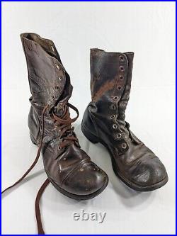 Vintage US Army Korean War Military Brown Leather Combat Jump Boots Size 7 EE