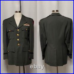 Vintage US Army Korean War Patches Dress Jacket 1956 Serge Wool Forest Green