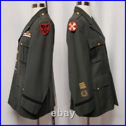 Vintage US Army Korean War Patches Dress Jacket 1956 Serge Wool Forest Green