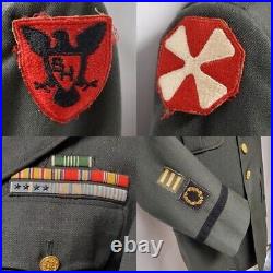 Vintage US Army Korean War Patches Dress Jacket 1956 Serge Wool Forest Green