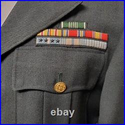 Vintage US Army Korean War Patches Dress Jacket 1956 Serge Wool Forest Green