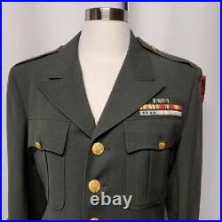 Vintage US Army Korean War Patches Dress Jacket 1956 Serge Wool Forest Green