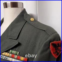 Vintage US Army Korean War Patches Dress Jacket 1956 Serge Wool Forest Green