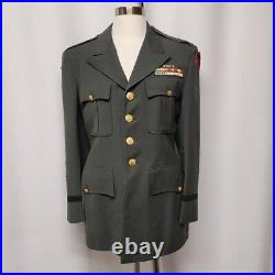 Vintage US Army Korean War Patches Dress Jacket 1956 Serge Wool Forest Green