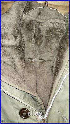 Vintage US Army M-1947 OD Green parka Size Small WithMedium Liner item #13