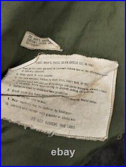 Vintage US Army M1951 Field Jacket Coat Green XS Military Fire Resistant