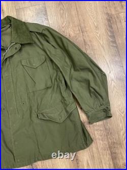 Vintage US Army M1951 Military Field Jacket Uniform Coat Size Large Added Collar